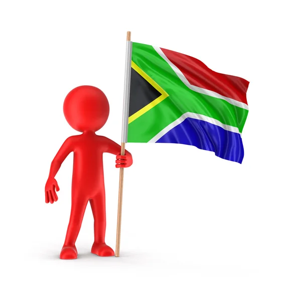 Man and South African republic flag (clipping path included) — Stock Photo, Image