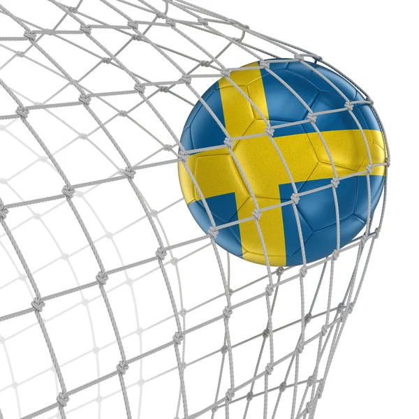 Soccerball sueco na rede — Fotografia de Stock