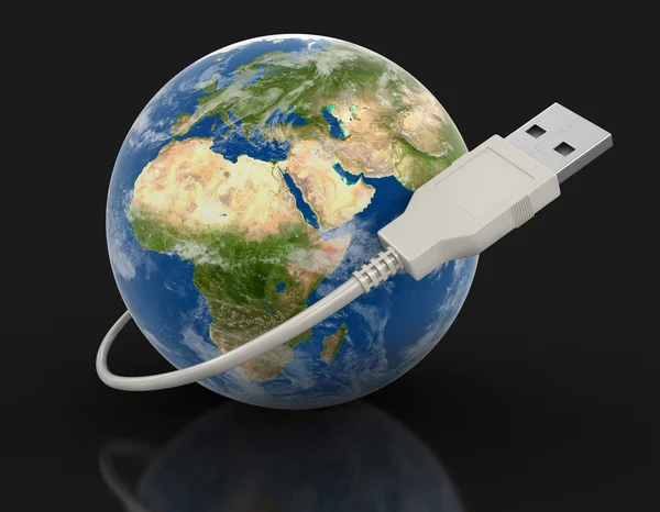 Cable Globe y USB (ruta de recorte incluida ) — Foto de Stock