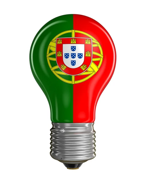 Light bulb with Portuguese flag (clipping path included) — Stock Photo, Image