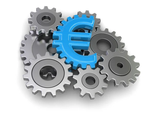 Cogwheel euro (clipping path included) — Stock Photo, Image