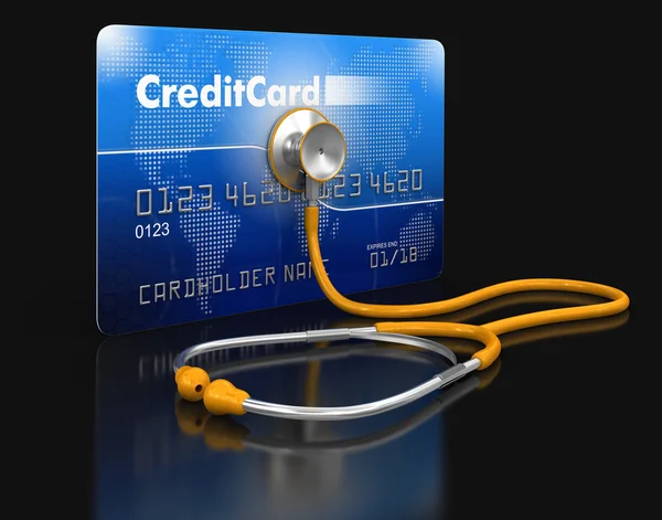 Stethoscope and Credit Card (clipping path included) — Stock Photo, Image