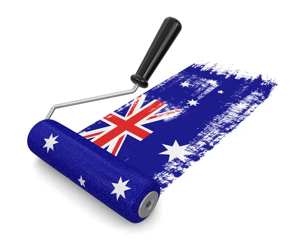 与澳大利亚国旗 (剪切路径包括油漆滚筒) — 图库照片