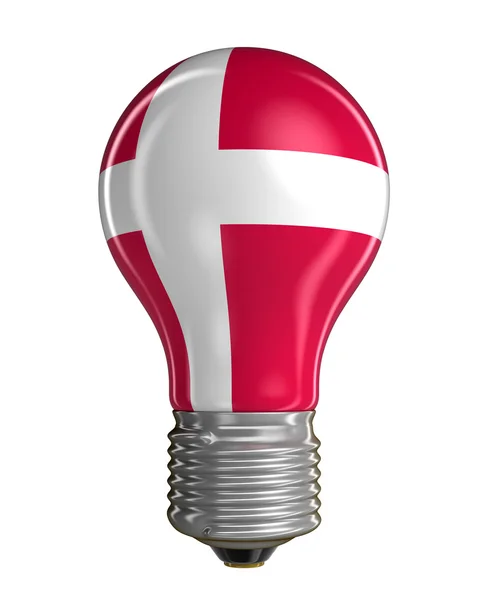 Light bulb with Danish flag (clipping path included) — Stock Photo, Image