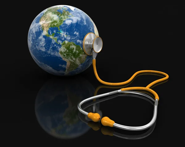 Stethoskop und Globus (Clipping-Pfad inklusive)) — Stockfoto