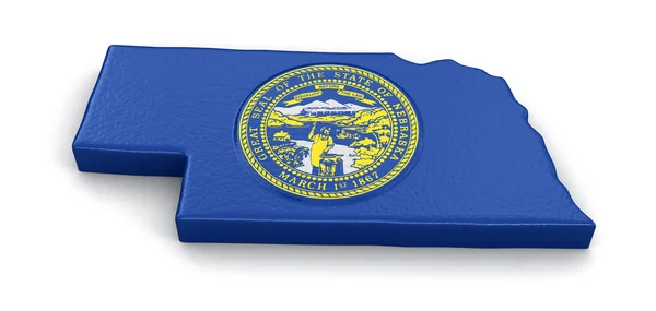 Carte de l'état du Nebraska avec drapeau — Photo
