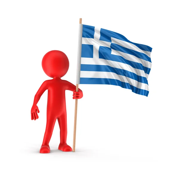 人和希腊国旗 (剪切路径包括) — 图库照片