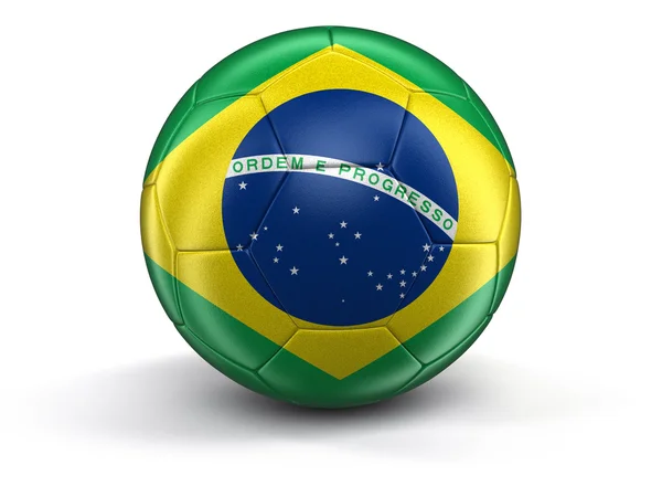 Futebol de futebol com bandeira brasileira — Fotografia de Stock