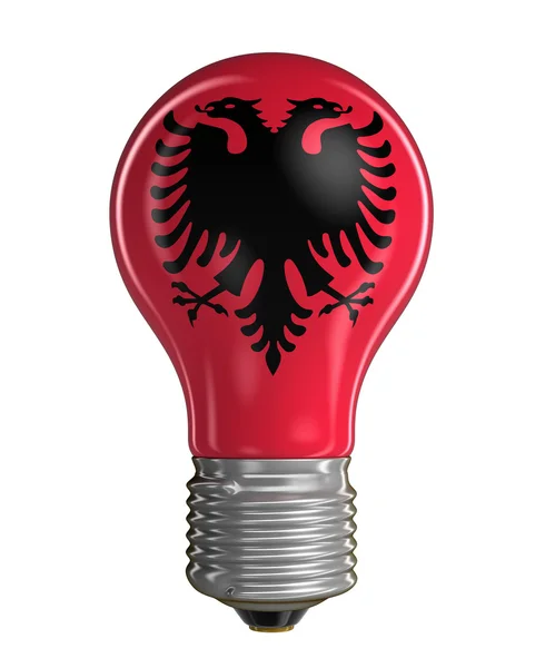 Light bulb with Albanian flag (clipping path included) — Stock Photo, Image