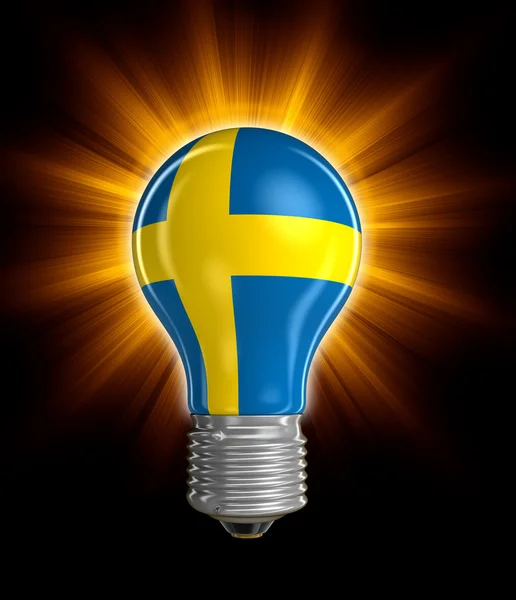 Glödlampa med Svenska flaggan (urklippsbana ingår) — Stockfoto