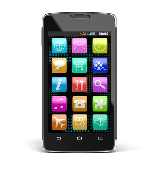 Touchscreen smartphone (clipping path included) — Stock Photo, Image