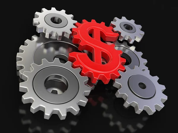 Cogwheel dollar (clipping path included) — Stock Photo, Image