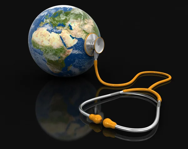 Stethoskop und Globus (Clipping-Pfad inklusive)) — Stockfoto