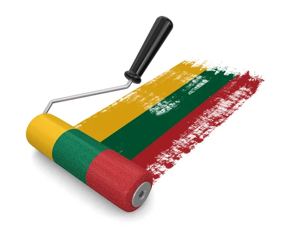 Farbroller mit litauischer Flagge (Clipping path included)) — Stockfoto