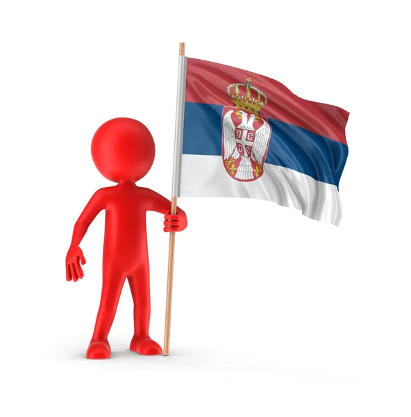 Людина і Сербський прапор (відсічний контур включені) — стокове фото