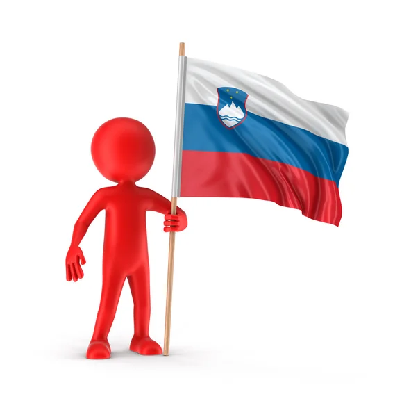 Man and Slovene flag (clipping path included) — Stock Photo, Image