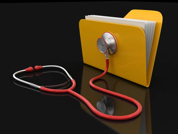 Folder and stethoscope (clipping path included) — Stock Photo, Image