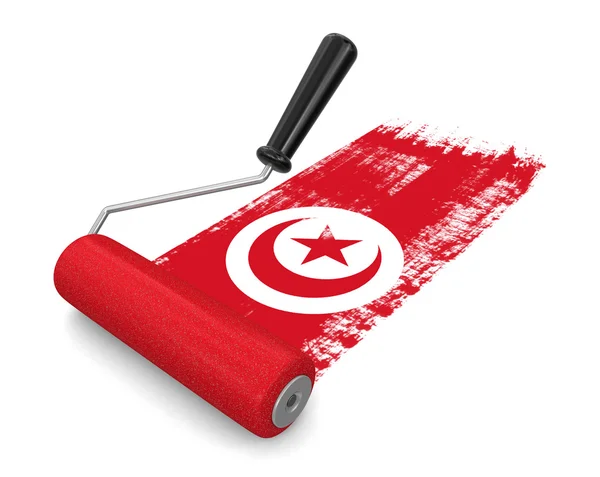 Paint roller with Tunisian flag (clipping path included) — Stock Photo, Image