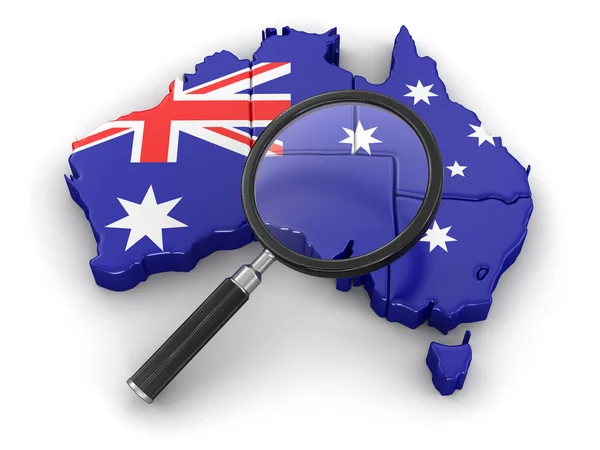 Map of Australia with loupe — Stock Photo, Image