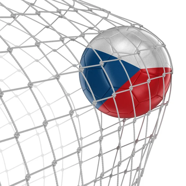 Soccerball checo na rede — Fotografia de Stock