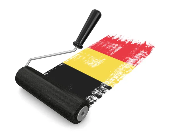 Paint roller with Belgium flag (clipping path included) — Stock Photo, Image