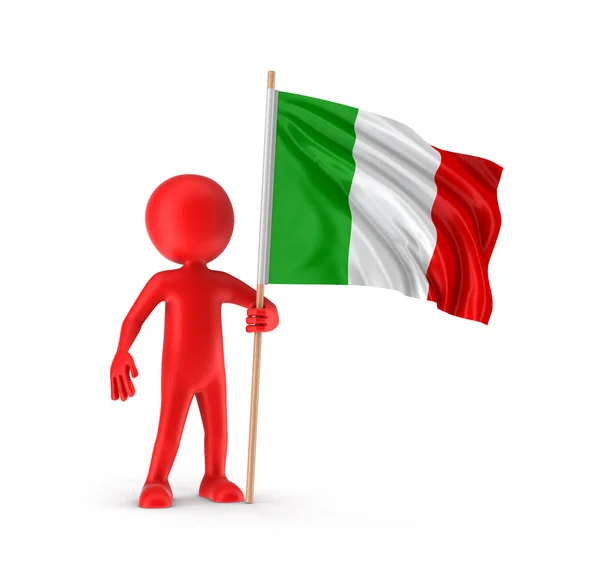 男人和意大利国旗 (剪切路径包括) — 图库照片
