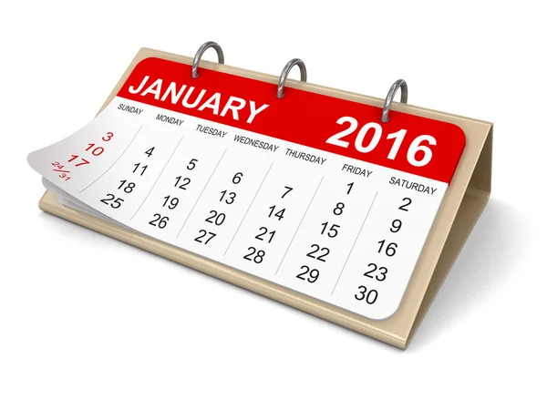 Calendar -  January 2016 (clipping path included) — Stock Photo, Image