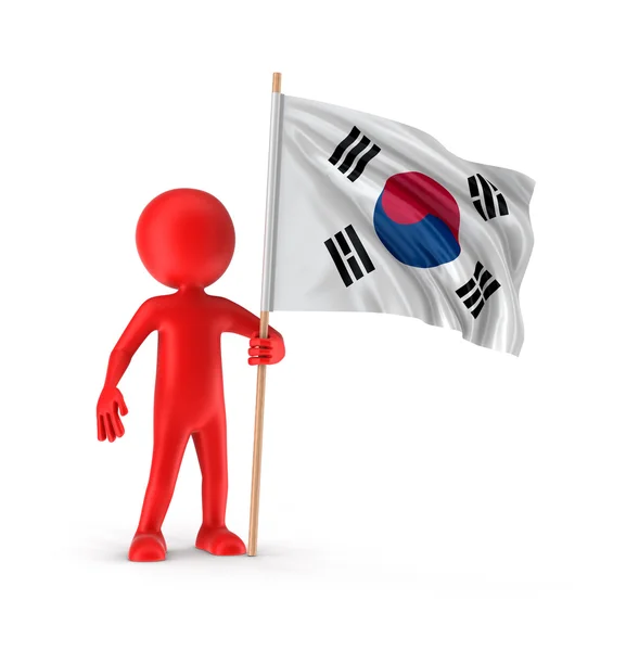 Man and South Korean flag (clipping path included) — Stock Photo, Image