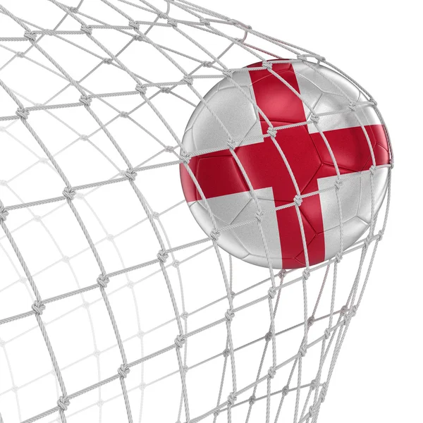 English soccerball in net — Stock Photo, Image