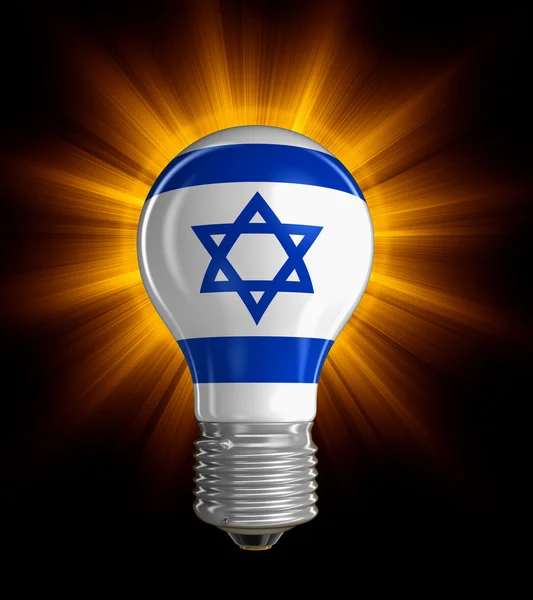 Lâmpada com bandeira israelense (caminho de recorte incluído ) — Fotografia de Stock