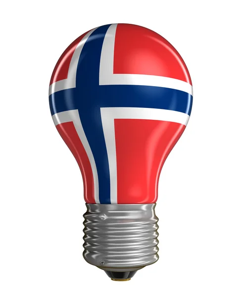 Light bulb with Norwegian flag (clipping path included) — Stock Photo, Image