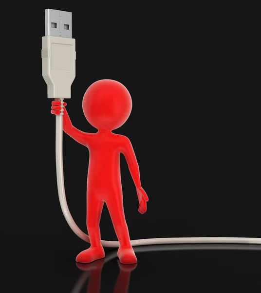 Mann und USB-Kabel (Clipping-Pfad enthalten) — Stockfoto