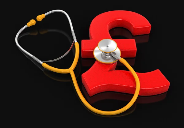 Stethoscope and Pound (clipping path included) — Stock Photo, Image