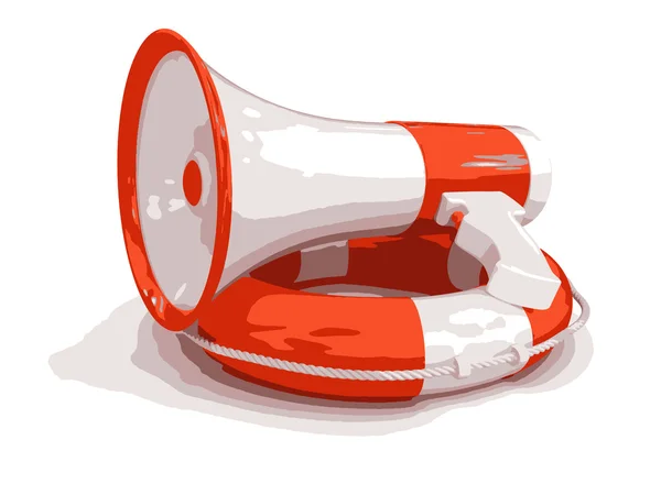 Megaphone and Lifebuoy — Stock Vector