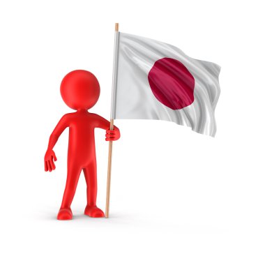 Adam ve Japon bayrağı (dahil kırpma yolu)