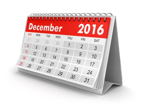 Kalender - december 2016 (urklippsbana ingår) — Stockfoto