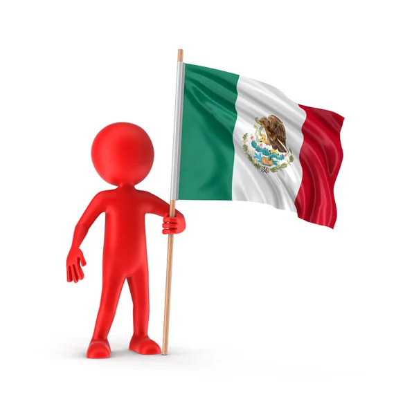 人和墨西哥国旗 (剪切路径包括) — 图库照片