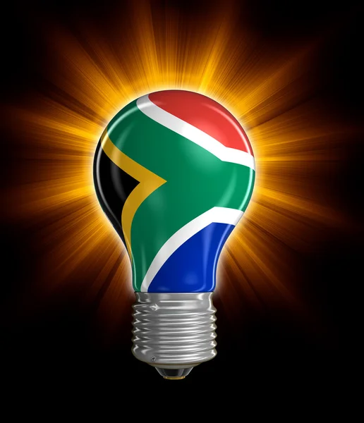 Light bulb with flag of South African republic (clipping path included) — Stock Photo, Image