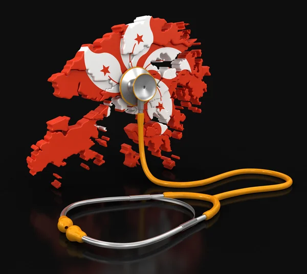匹配的听诊器 (剪切路径包括 Hong 香港电子地图) — 图库照片