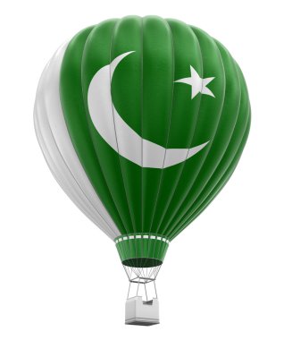 Sıcak hava balonu ile Pakistan bayrağı (dahil kırpma yolu)