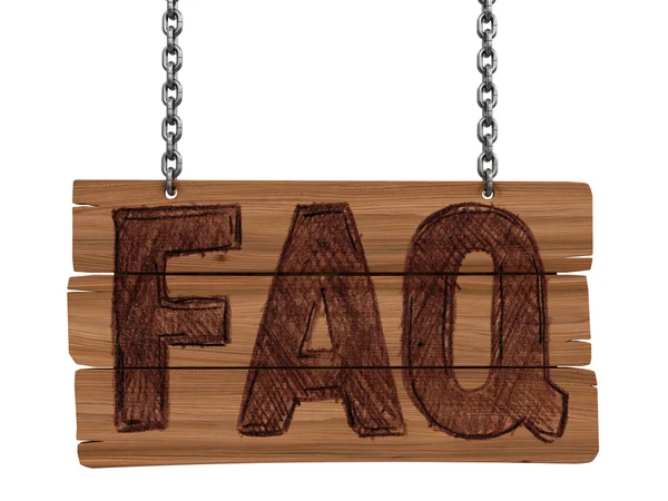Wooden Blackboard with FAQ  (clipping path included) — Stock Photo, Image