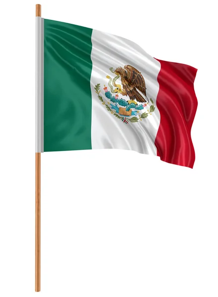 3D Meksika bayrağı (dahil kırpma yolu) — Stok fotoğraf
