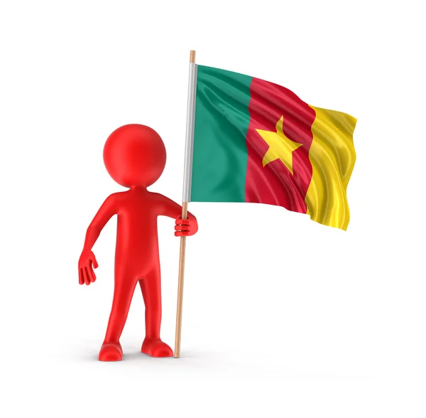 Man and Cameroon flag (clipping path included) — Stock Photo, Image