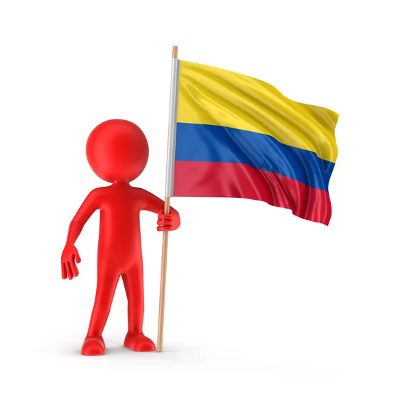 人和哥伦比亚国旗 (剪切路径包括) — 图库照片