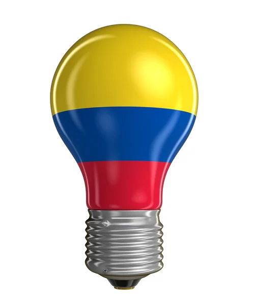 Lâmpada com bandeira colombiana (caminho de recorte incluído ) — Fotografia de Stock