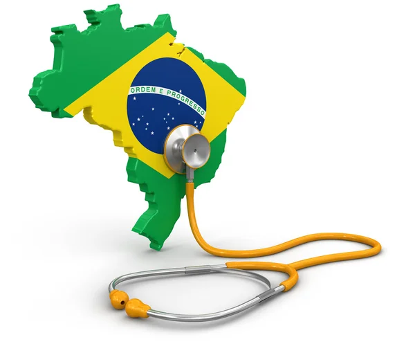 Carte du Brésil avec stéthoscope (chemin de coupe inclus) ) — Photo
