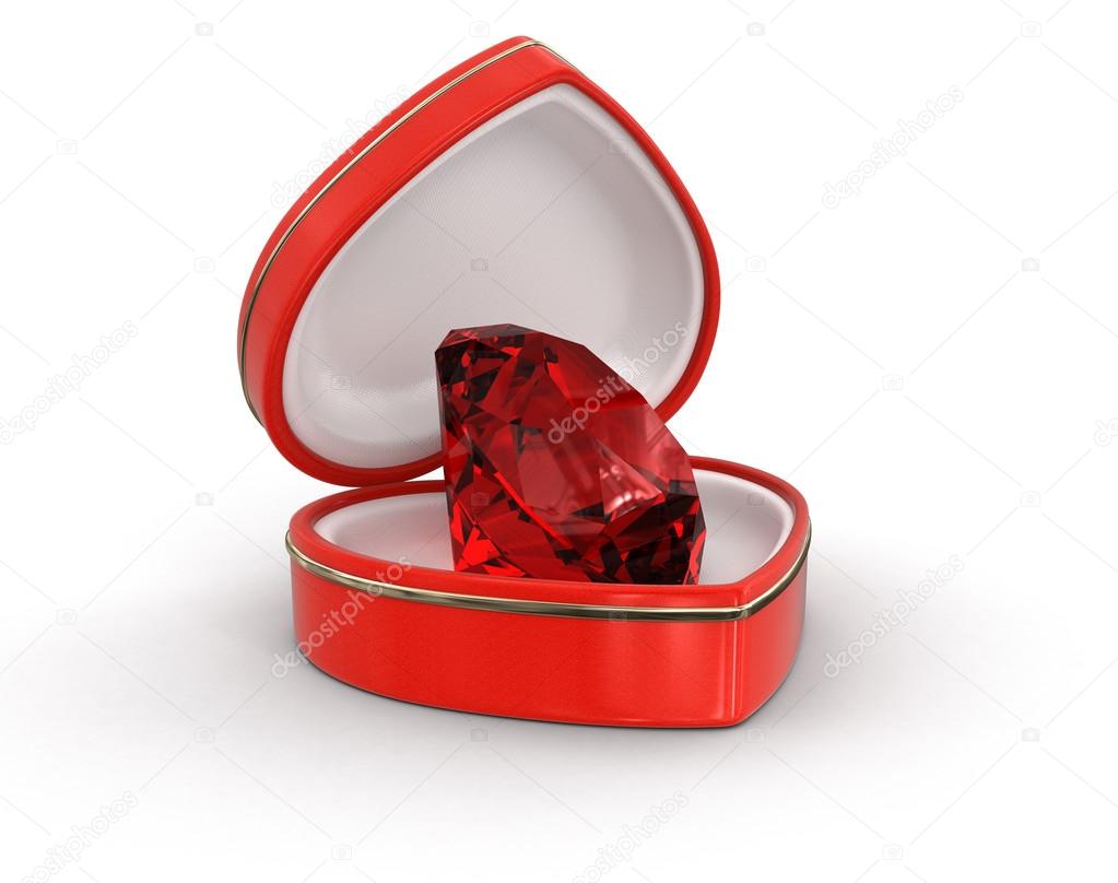 ruby in the heart box (clipping path included)