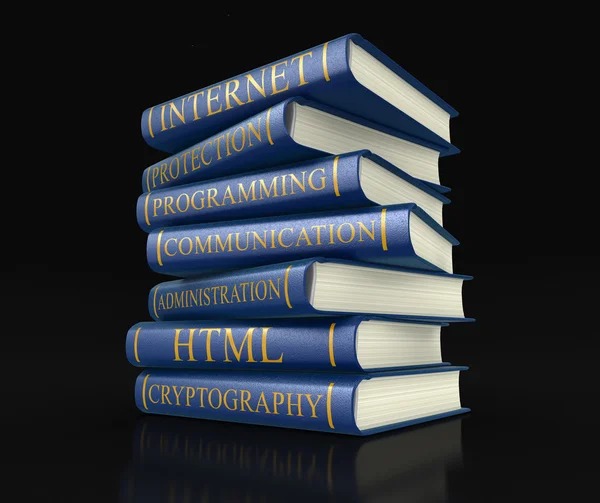 Pilha de livros sobre segurança de computadores (caminho de recorte incluído ) — Fotografia de Stock