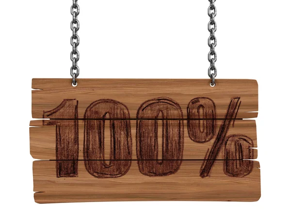 Wooden Blackboard with 100% (clipping path included) — Stock Photo, Image