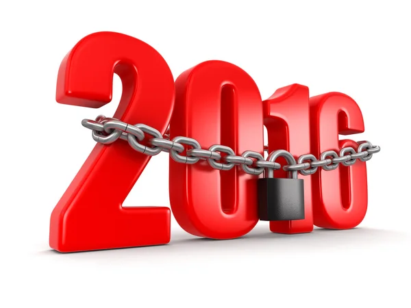 2016 en lock (uitknippad opgenomen) — Stockfoto